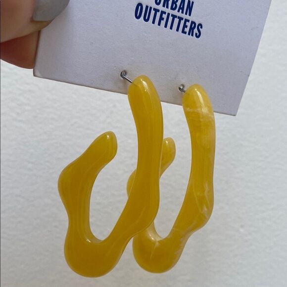 Urban Outfitters Jewelry - Urban Outfitters Abstract Oversized Hoop Earrings Mustard Yellow